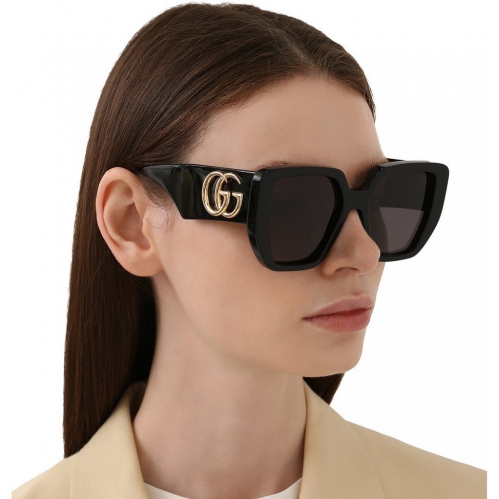NEW GUCCI WOMEN'S SUNGLASSES GG0956S 003 GUCCI GG0956S BLACK - Picture 3 of 5